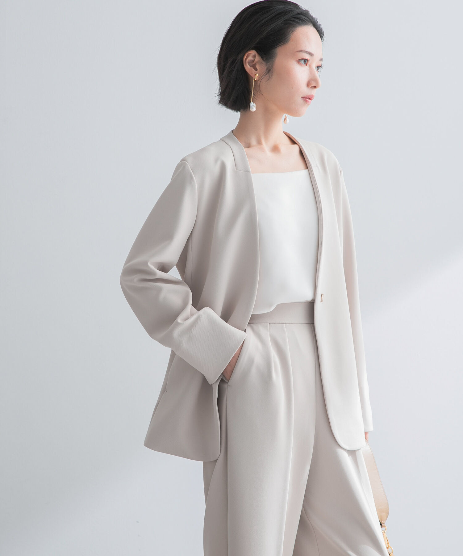 URBAN RESEARCH ROSSO「ストレッチツイルノーカラージャケット」|ノーカラージャケット|