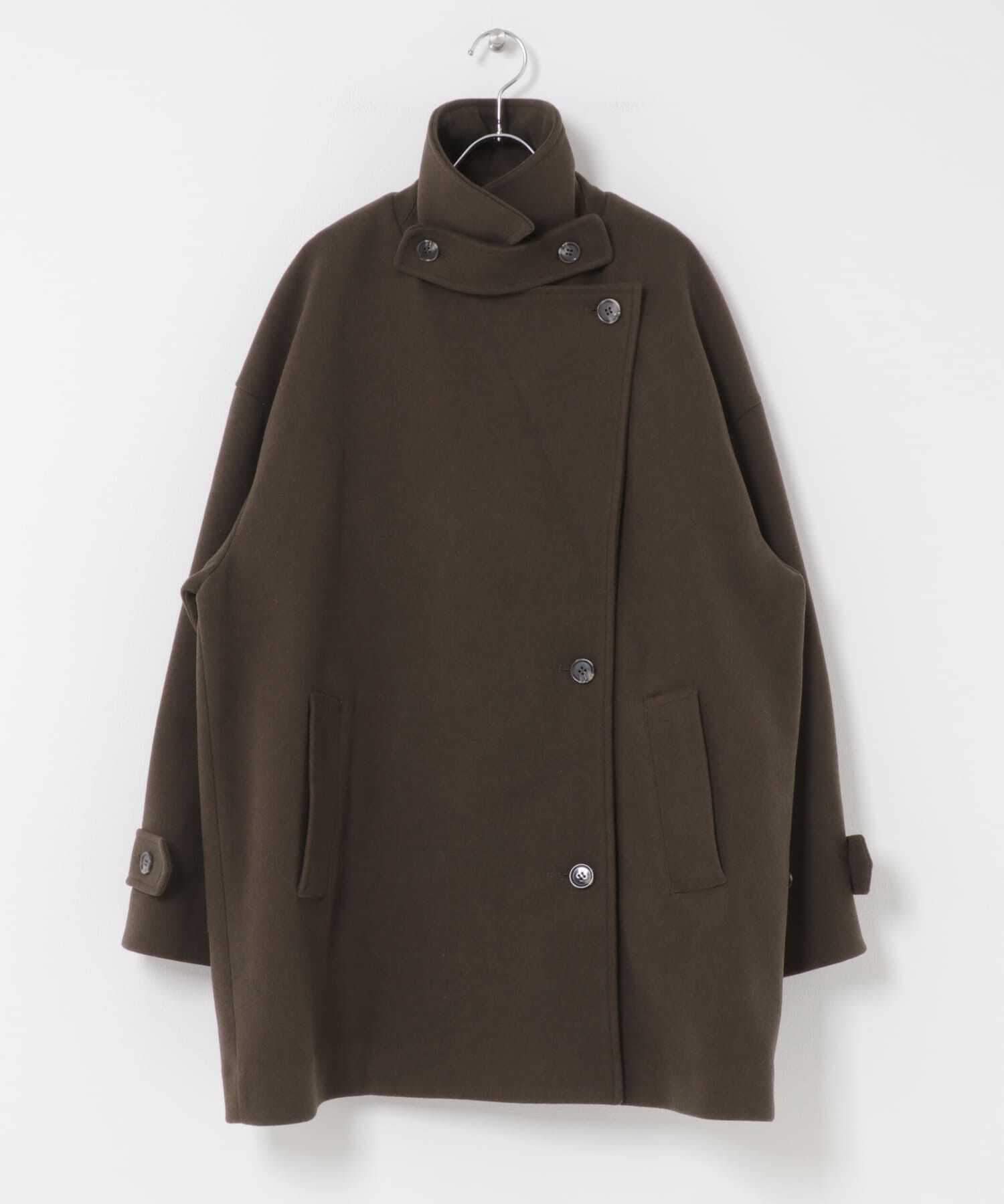  「BIGカラーミドルコート」|ノーカラーコート|