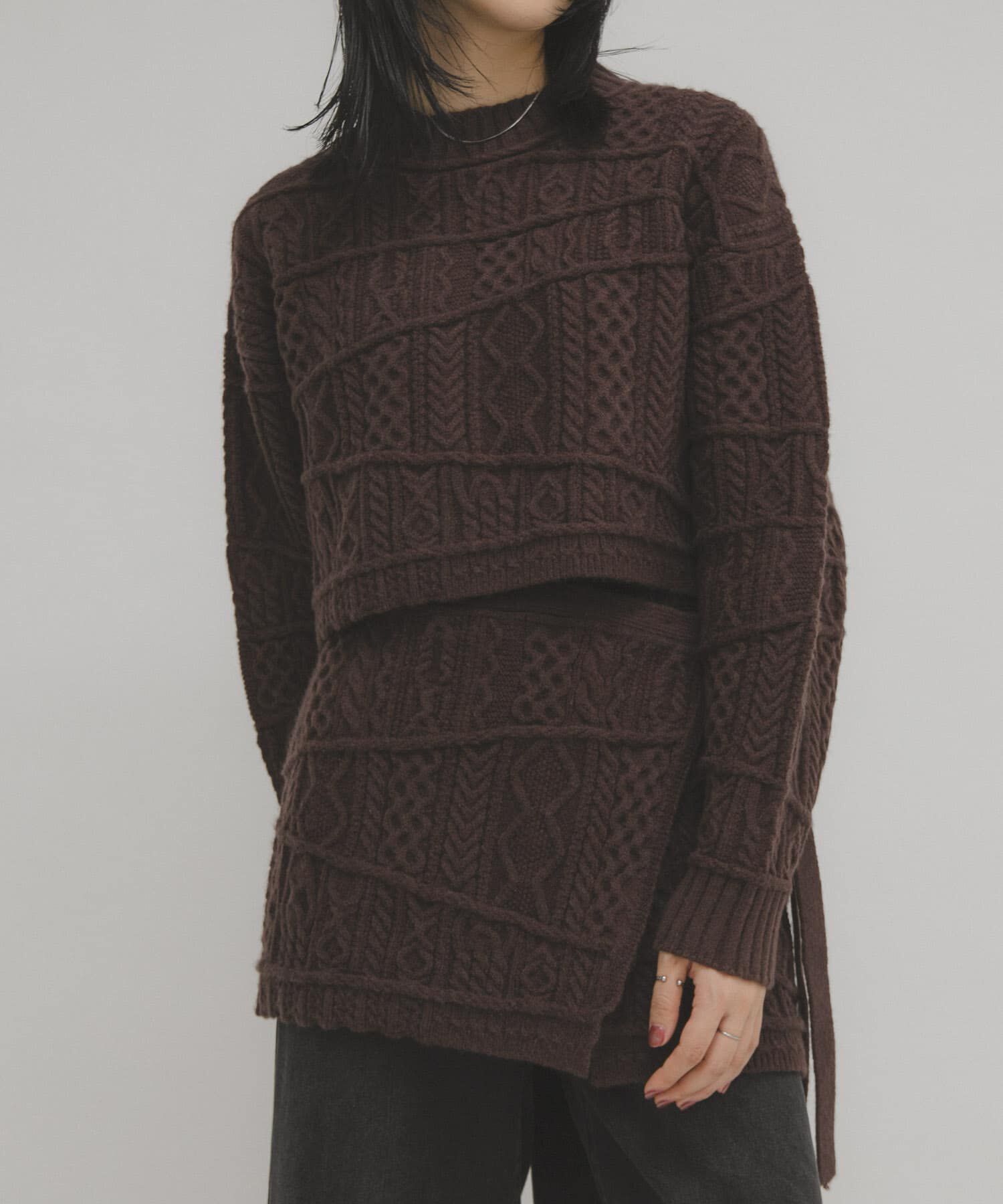  「MIXケーブルショートニット」|ニット・セーター|