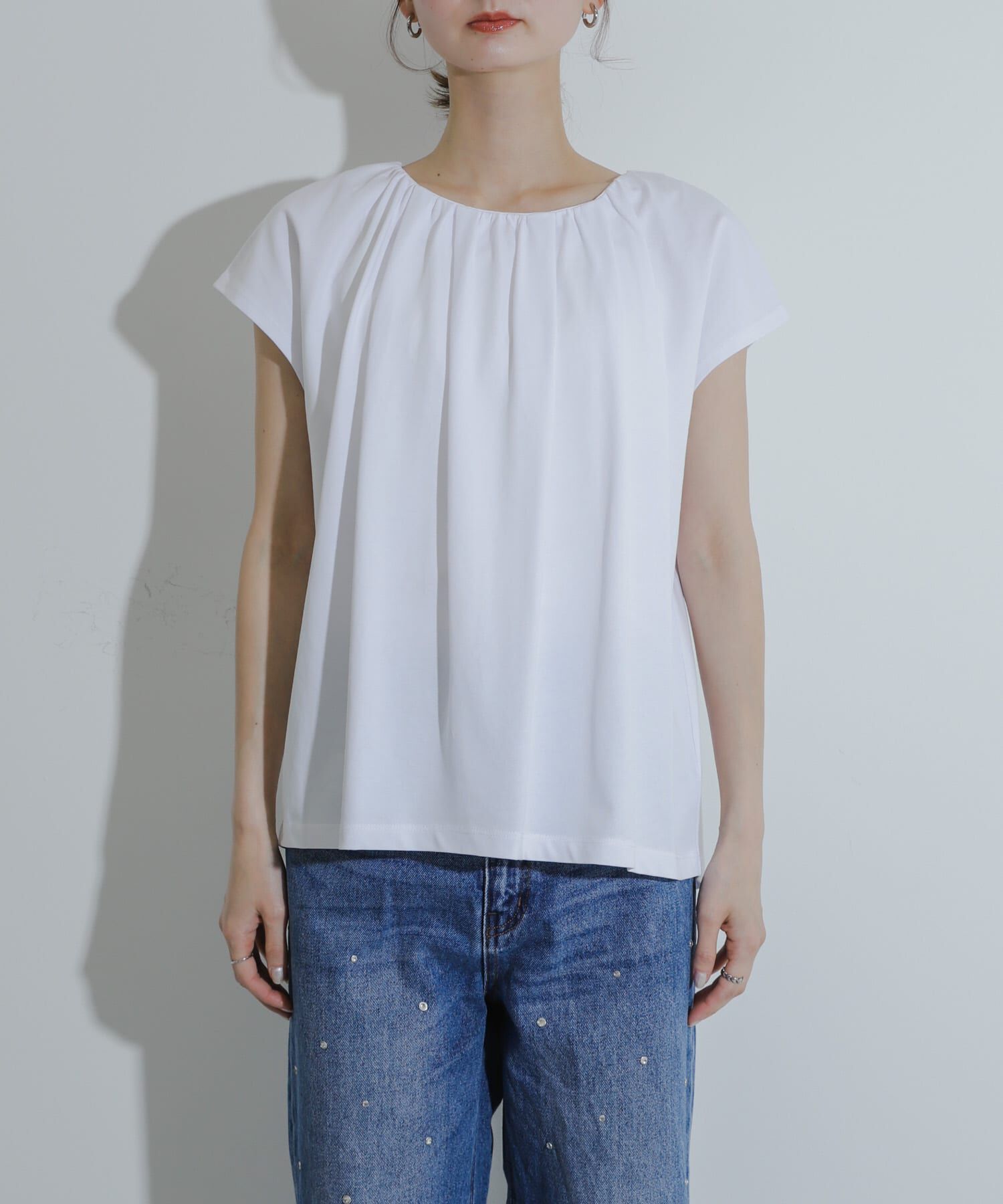 SENSE OF PLACE by URBAN RESEARCH「クールタッチフレンチスリーブタックブラウスTシャツ」|Tシャツ・カットソー|