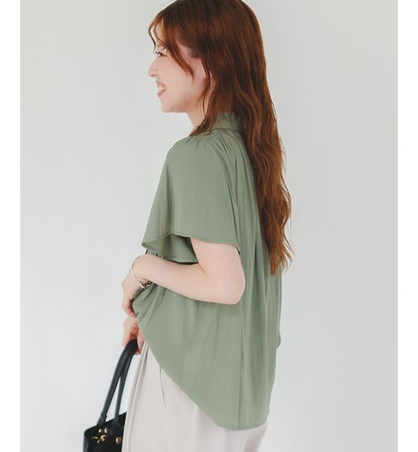  「パウダーサテンシャーリングフレンチブラウス」|シャツ・ブラウス|