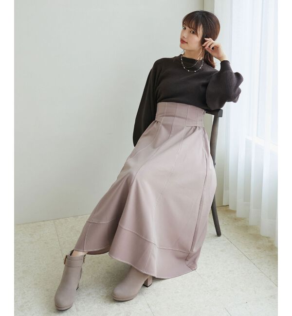 MAJESTICLEGON「ステッチフレアスカート」|フレア|モカ
