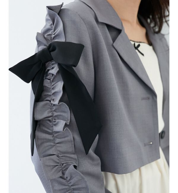 MAJESTICLEGON「ブローチセットホイップフリルジャケット」|その他|グレー