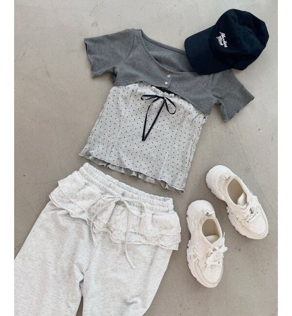  「フリルキャミ&times;トップスセット」|Tシャツ・カットソー|