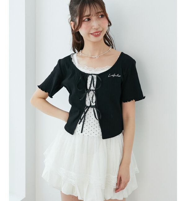  「ペプラムキャミセットカットカーデ」|カーディガン|ブラック柄