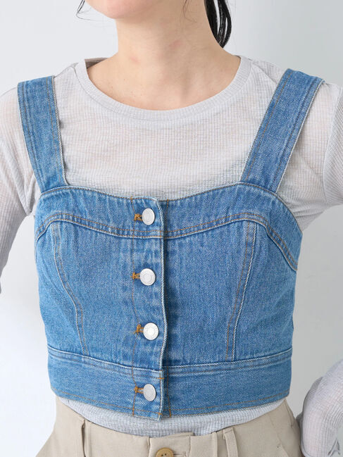 earth music&ecology「フロントボタンデニムビスチェ」|ベスト・ジレ|