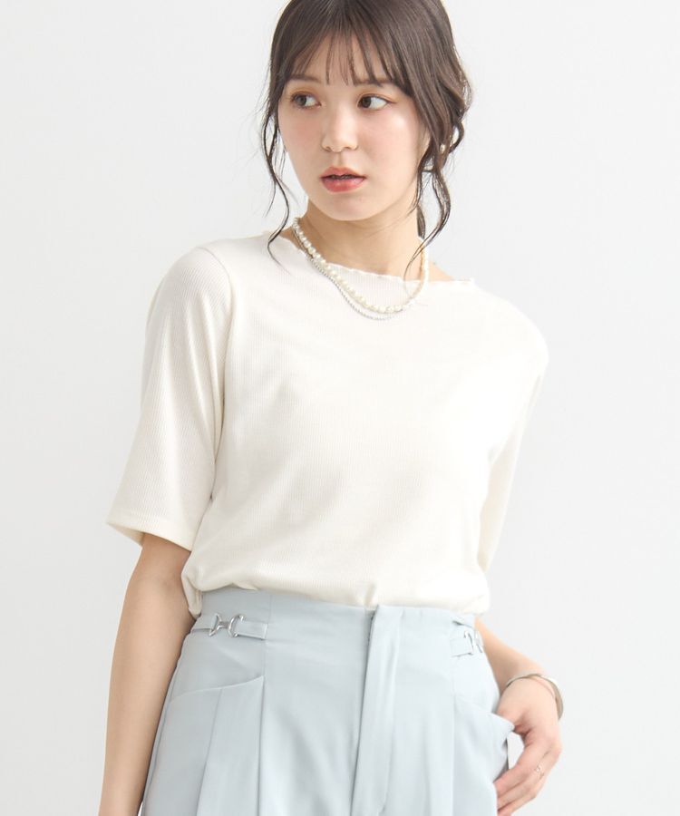 earth music&ecology「リブメローショートスリーブプルオーバー」|Tシャツ・カットソー|Ivory