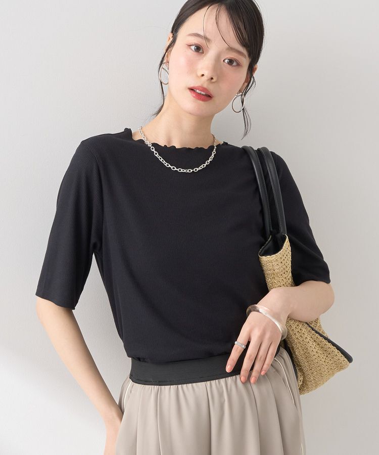 earth music&ecology「リブメローショートスリーブプルオーバー」|Tシャツ・カットソー|Black