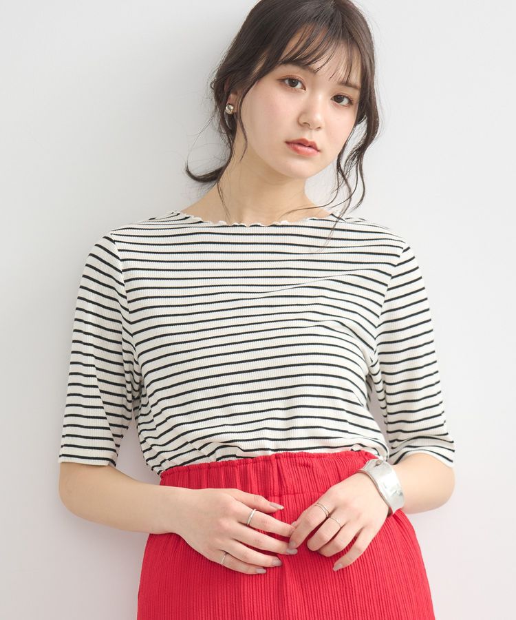 earth music&ecology「リブメローショートスリーブプルオーバー」|Tシャツ・カットソー|Border