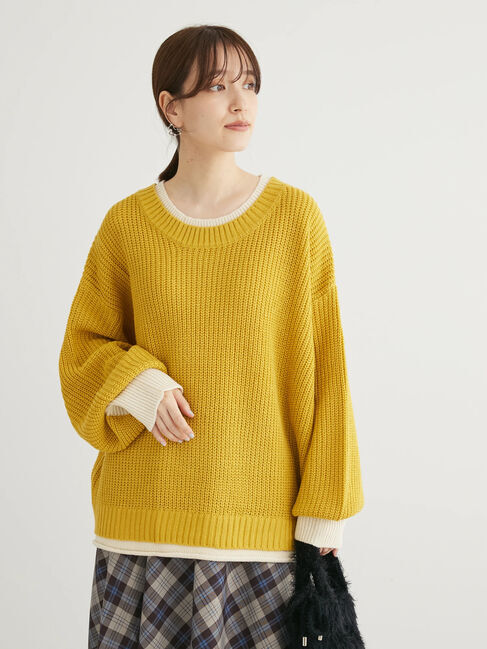 Green Parks「・Petit　Fleur　レイヤード風ハイショクニット」|ニット・セーター|