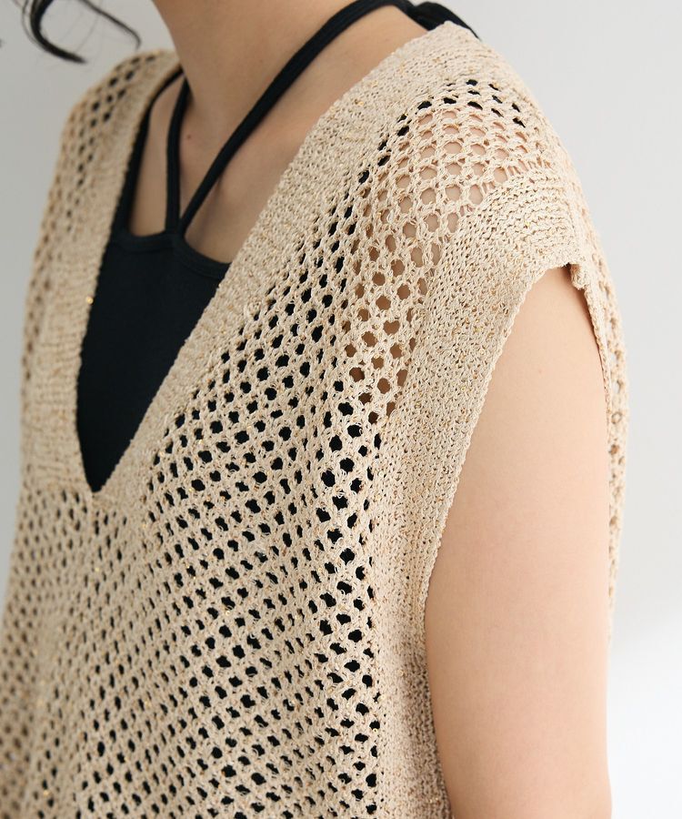 Green Parks「SET2点ラメメッシュベスト+リブワンピース」|ワンピース|