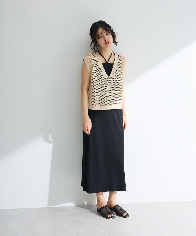 Green Parks「SET2点ラメメッシュベスト+リブワンピース」|ワンピース|