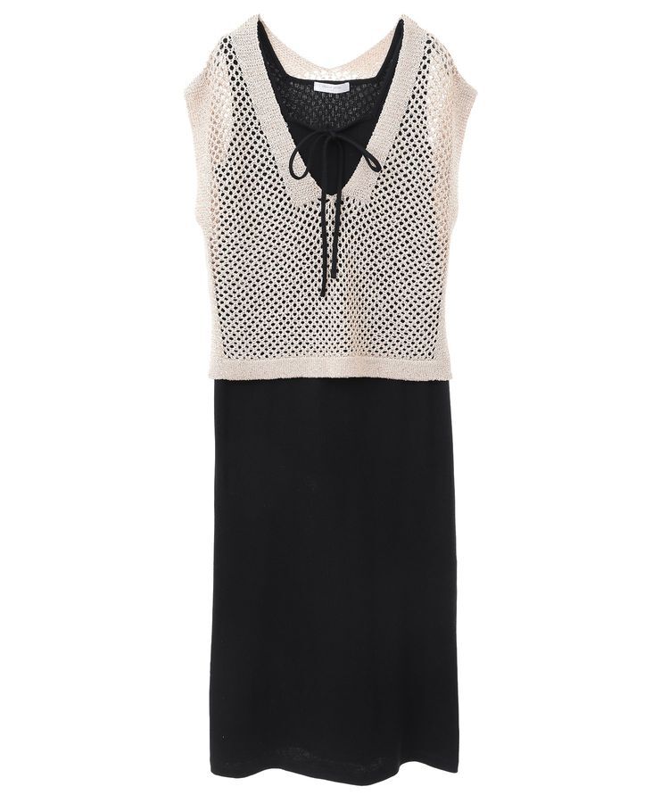 Green Parks「SET2点ラメメッシュベスト+リブワンピース」|ワンピース|