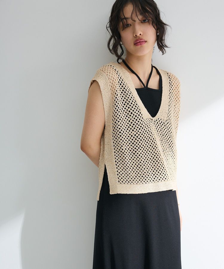 Green Parks「SET2点ラメメッシュベスト+リブワンピース」|ワンピース|