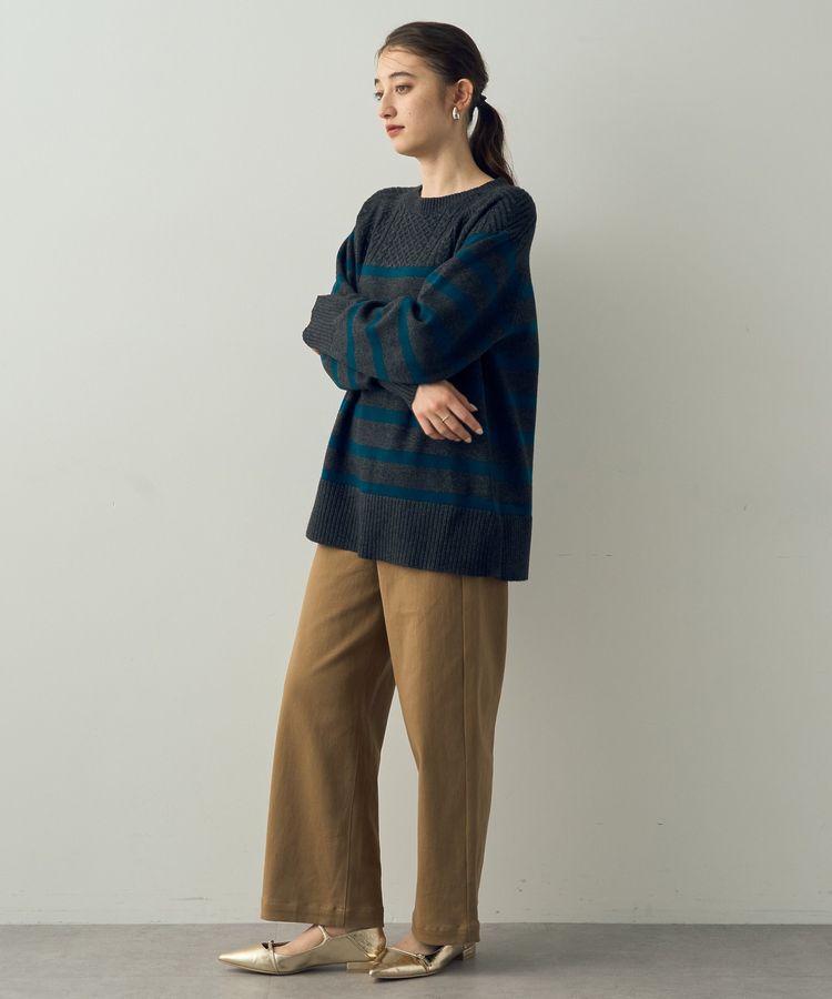 YECCA VECCA「ケーブル&times;ボーダーニット」|ニット・セーター|