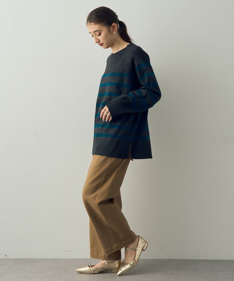 YECCA VECCA「ケーブル&times;ボーダーニット」|ニット・セーター|