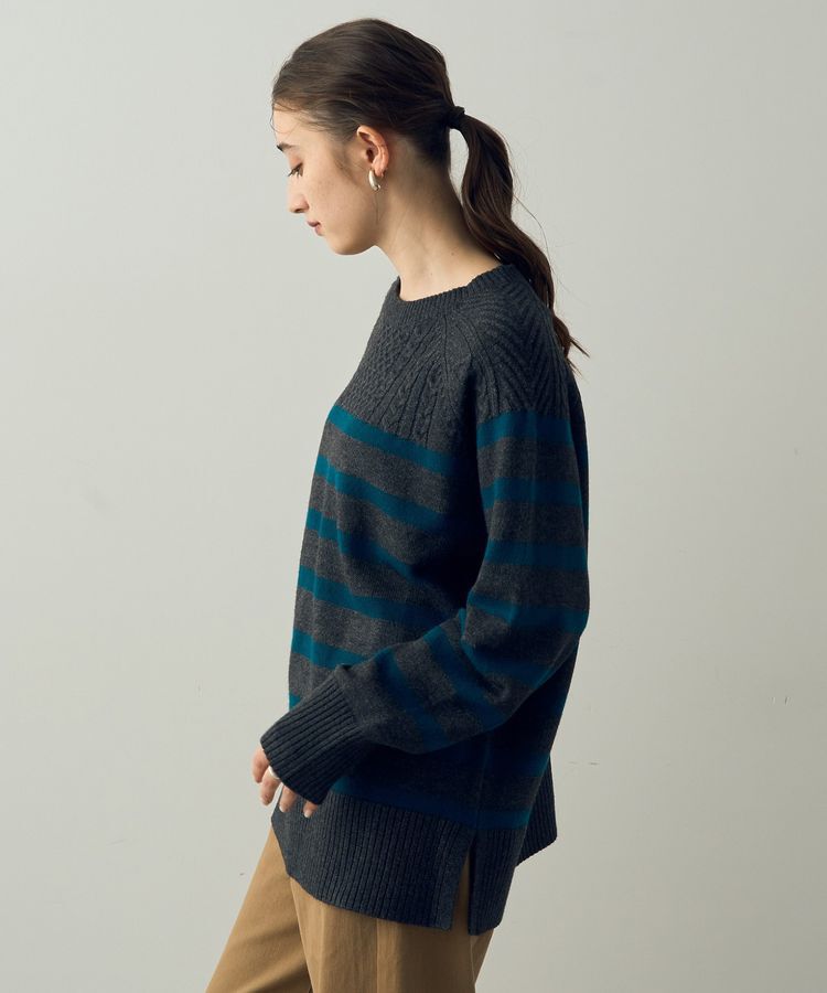 YECCA VECCA「ケーブル&times;ボーダーニット」|ニット・セーター|