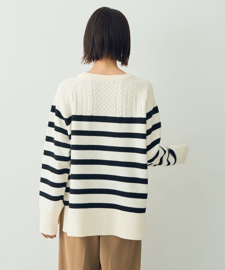 YECCA VECCA「ケーブル&times;ボーダーニット」|ニット・セーター|