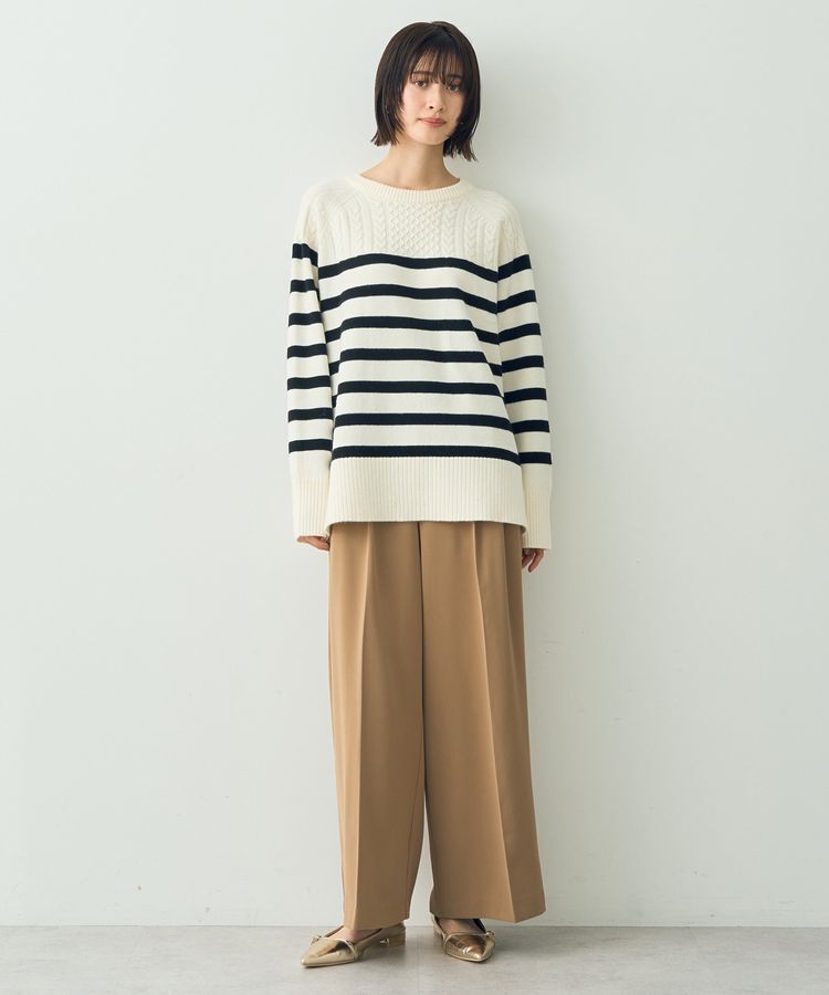 YECCA VECCA「ケーブル&times;ボーダーニット」|ニット・セーター|