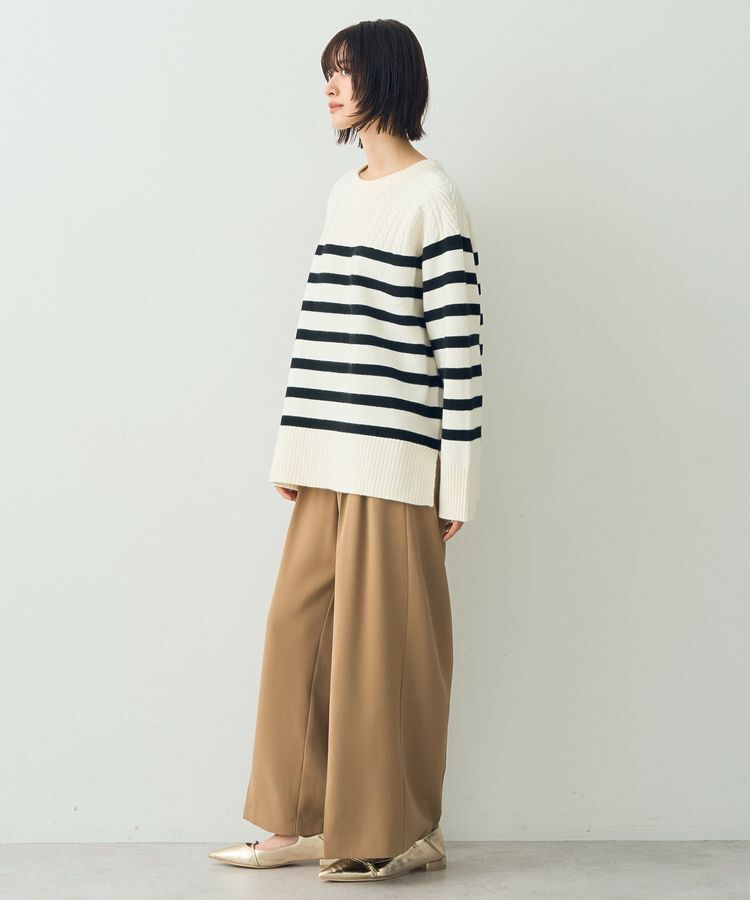 YECCA VECCA「ケーブル&times;ボーダーニット」|ニット・セーター|