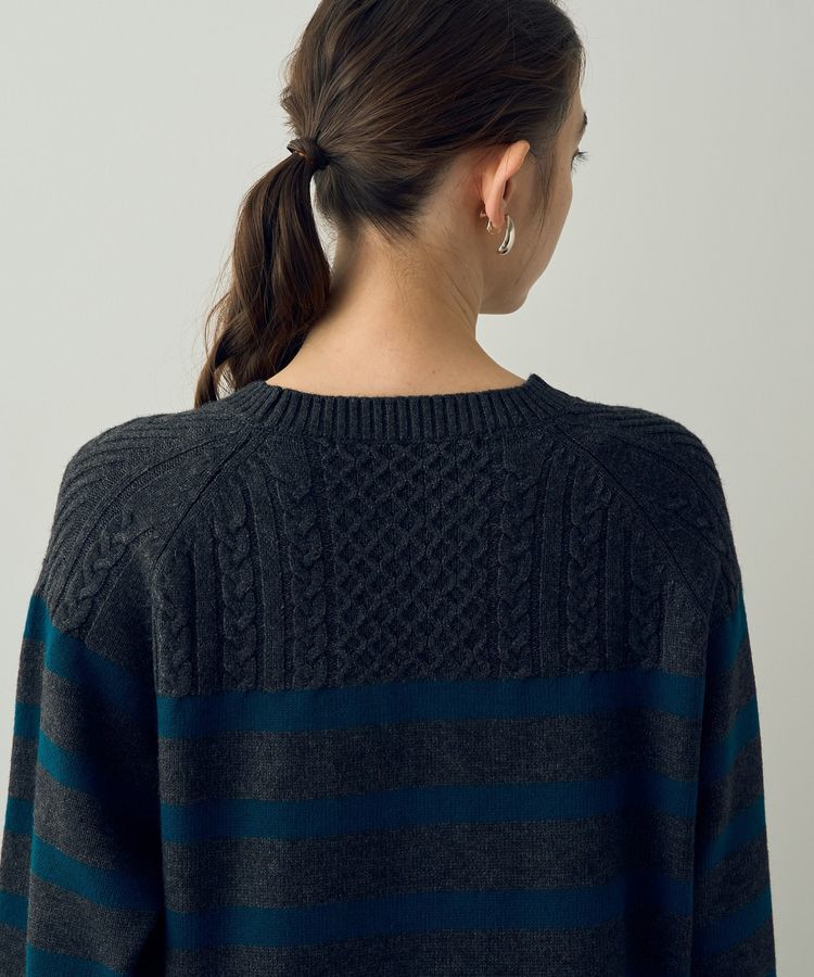 YECCA VECCA「ケーブル&times;ボーダーニット」|ニット・セーター|