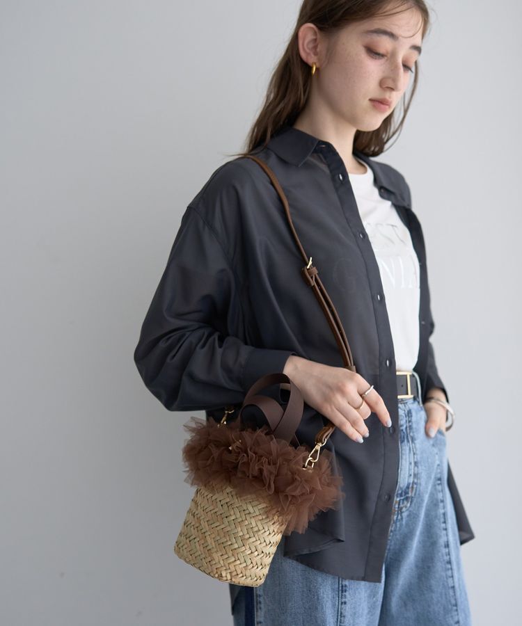 YECCA VECCA「【kakatoo】チュールフリンジカゴmini」|ショルダー・メッセンジャー|Brown