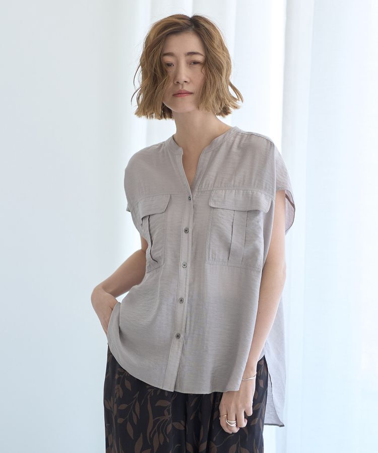YECCA VECCA「ワークデザインスキッパーシャツ」|シャツ・ブラウス|Gray Beige
