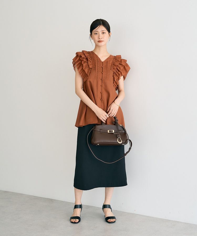 YECCA VECCA「ラッフルVネックブラウス」|シャツ・ブラウス|