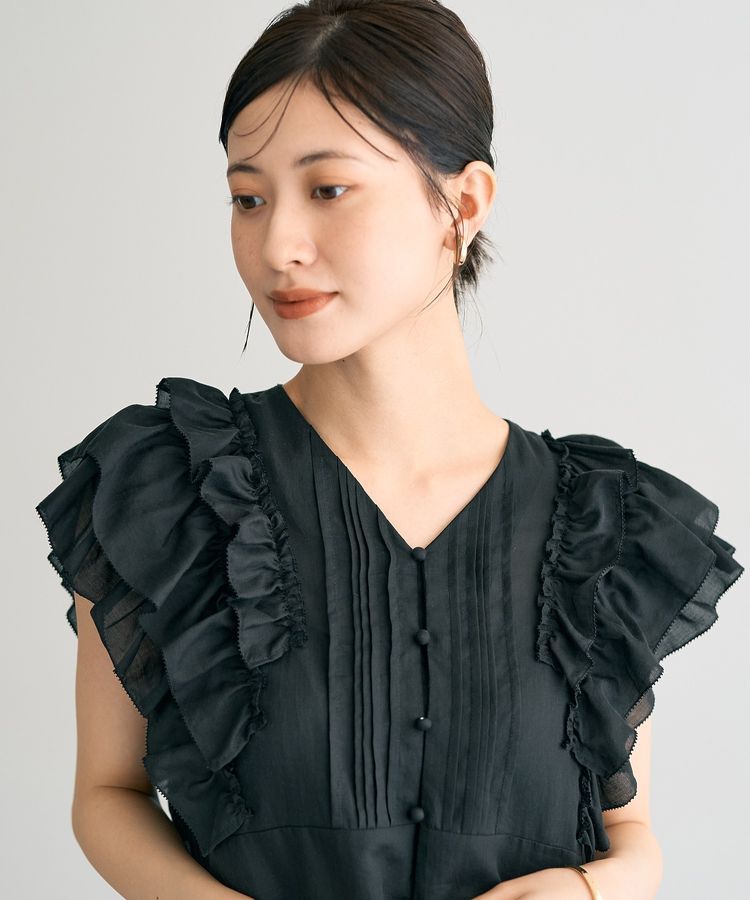 YECCA VECCA「ラッフルVネックブラウス」|シャツ・ブラウス|