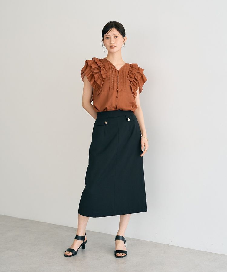 YECCA VECCA「ラッフルVネックブラウス」|シャツ・ブラウス|