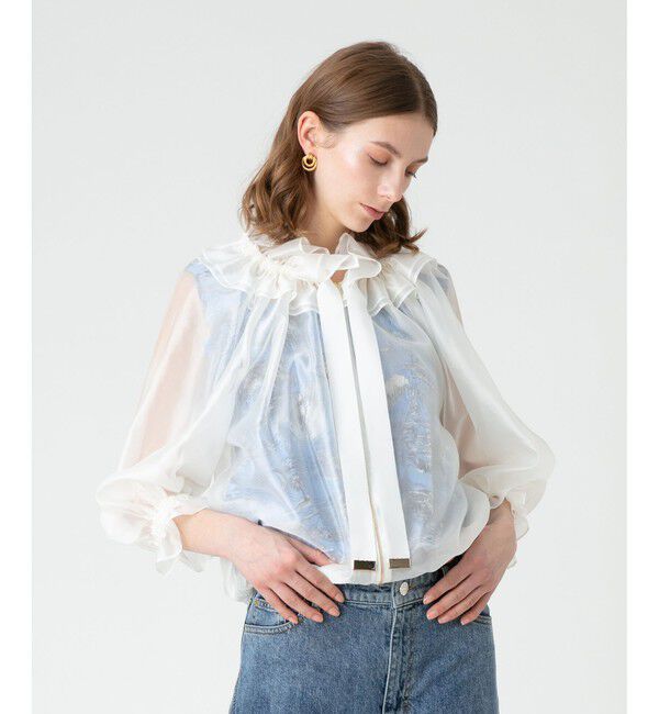 LOULOU WILLOUGHBY「【LOULOU WILLOUGHBY】シルクグローリーブルゾン」|ブルゾン・スタジャン|ホワイト