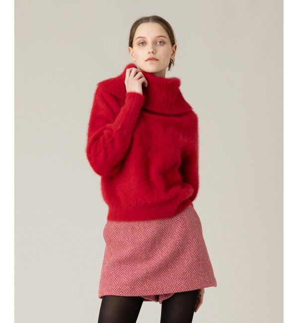LOULOU WILLOUGHBY「【LOULOU WILLOUGHBY】カシミヤ混オフタートルプルオーバー」|ニット・セーター|レッド