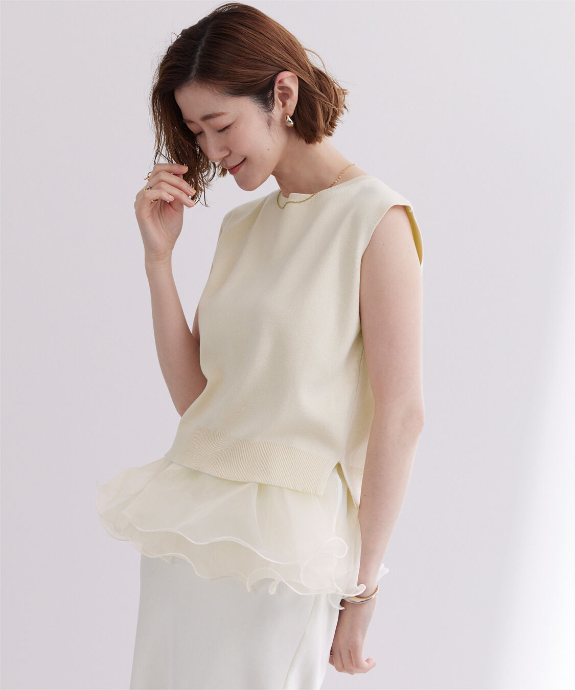 ur's「フレアベルト付ニットプルオーバー」|ニット・セーター|アイボリー