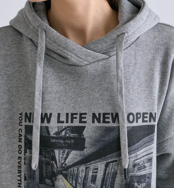  「フォトプリント裏毛パーカー」|プルオーバー|