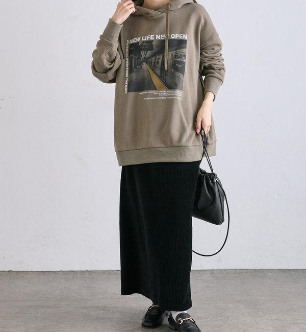  「フォトプリント裏毛パーカー」|プルオーバー|