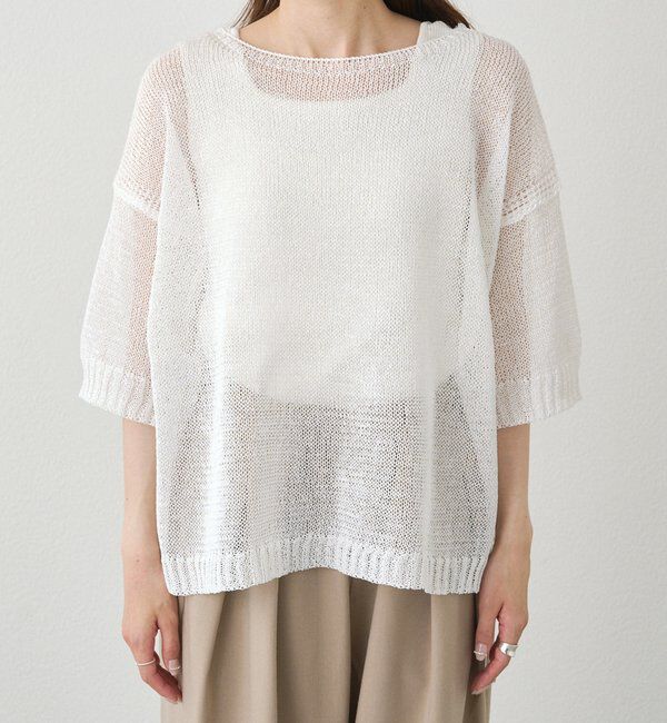  「テープヤーンハーフスリーブニットプルオーバー」|ニット・セーター|