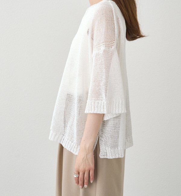  「テープヤーンハーフスリーブニットプルオーバー」|ニット・セーター|