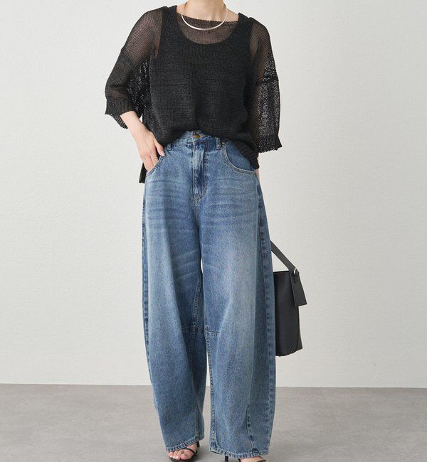  「テープヤーンハーフスリーブニットプルオーバー」|ニット・セーター|