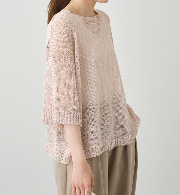  「テープヤーンハーフスリーブニットプルオーバー」|ニット・セーター|