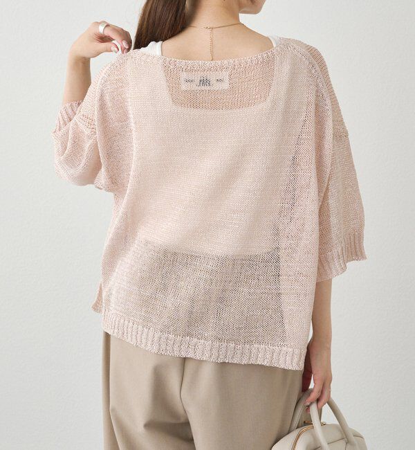  「テープヤーンハーフスリーブニットプルオーバー」|ニット・セーター|