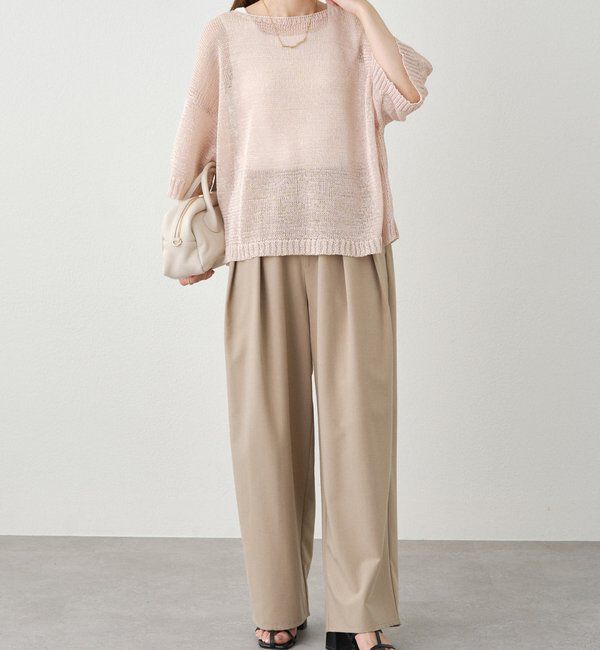  「テープヤーンハーフスリーブニットプルオーバー」|ニット・セーター|