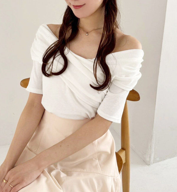  「オフショルにもなる/クロストップス」|プルオーバー|オフホワイト