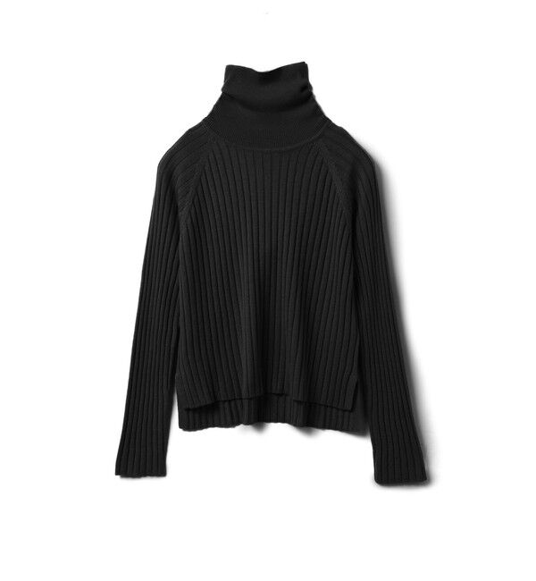 mizuiro ind「mizuiro ind ワイドリブハイネックプルオーバー」|ニット・セーター|ブラック