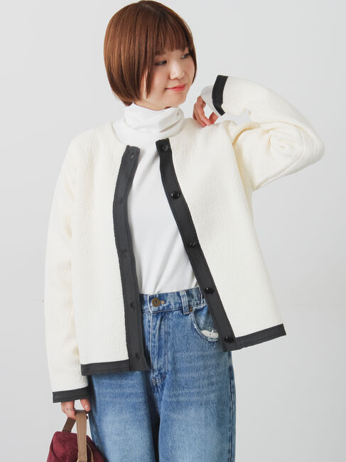 Lugnoncure「配色ニットジャケット」|カーディガン|オフホワイト