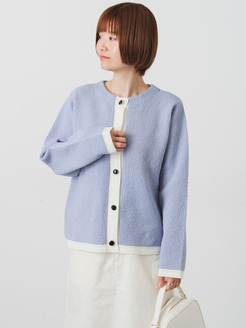 Lugnoncure「配色ニットジャケット」|カーディガン|ブルー