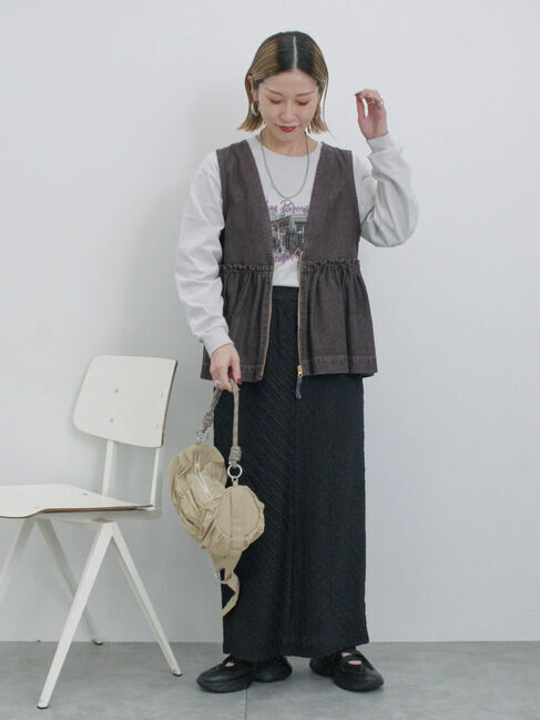 Samansa Mos2 blue「バイアスフリルカットスカート」|スカート|