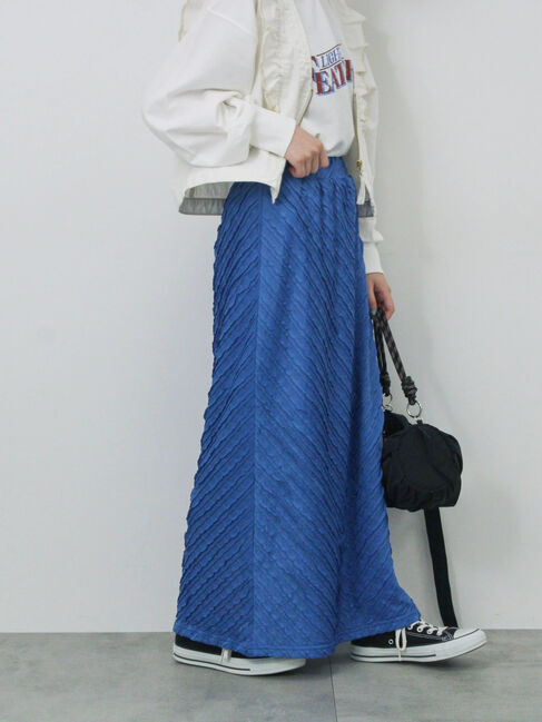 Samansa Mos2 blue「バイアスフリルカットスカート」|スカート|