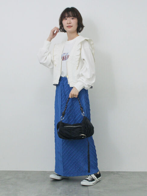 Samansa Mos2 blue「バイアスフリルカットスカート」|スカート|