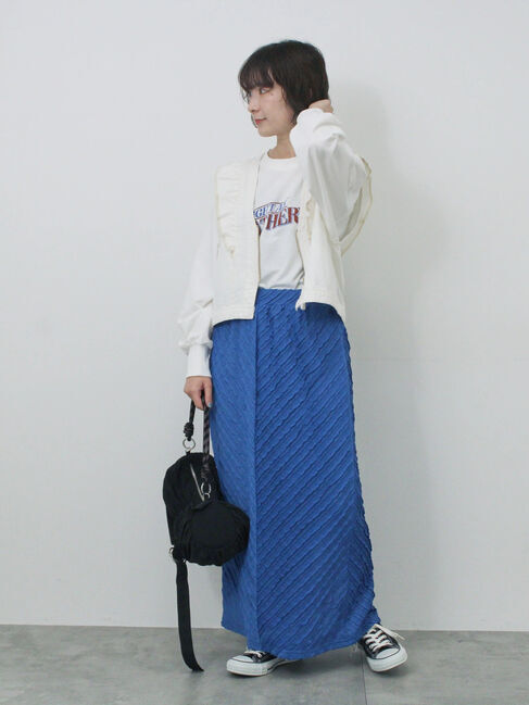 Samansa Mos2 blue「バイアスフリルカットスカート」|スカート|