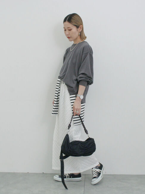 Samansa Mos2 blue「バイアスフリルカットスカート」|スカート|